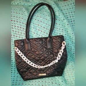 Betsy Johnson Black Quilted Handbag with Chain